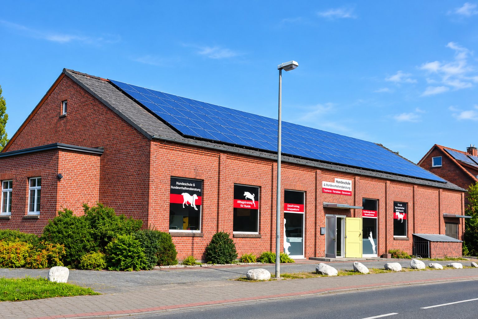 Außenansicht der Hundetrainingshalle in Rodewald